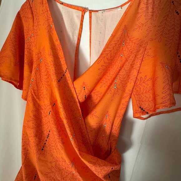 CUPSHE Orange V-Neck Tie Waist Romper – Size S - Picture 5 of 7